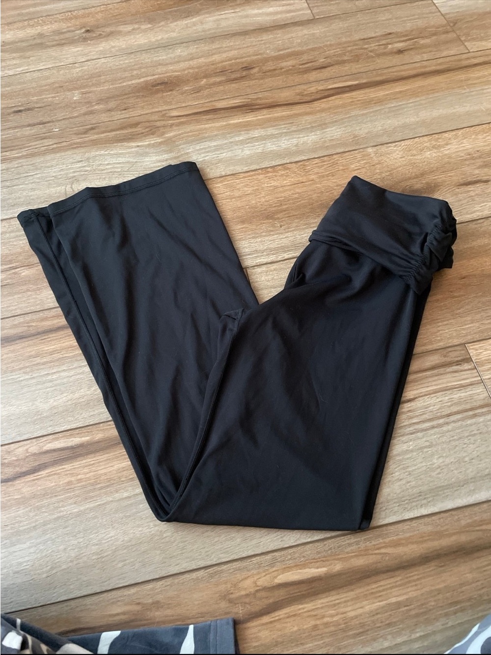 PINK Victoria's Secret Black Boot Cut Flare Fold Over Pants